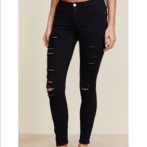Frame Denim Black Ripped Skinny Jeans